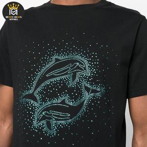 OEM Vêtements pour hommes avec logo personnalisé T-shirts à manches courtes avec strass à séchage rapide T-shirt 100% coton pour hommes coupe ample - Product Image 5