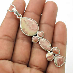 Colgante de Piedra Preciosa de Rodocrosita Natural Elaborado con Plata de Ley 925 para Chicas, Joyería Boho Multicorte Atractiva y de Moda - Product Image 3