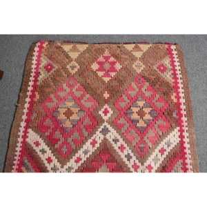 Vintage Rug, 2.6x10.4 ft <b>Runner</b> Rug, <b>Red</b> Plants & trees Wool Turkish Rug - Product Image 4