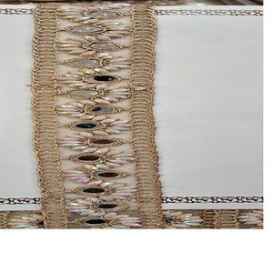 Cintas y cordones bordados a máquina para vestidos de novia de Organza hechos a medida con colores fijos de trabajo de perlas y espejos muy mezclados - Product Image 2