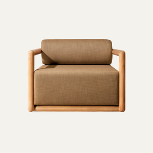 Modern Solid Teak Wood <b>Accent</b> <b>Chair</b> Upholstered Fabric Armchair for <b>Living</b> <b>Room</b> and Hotel Furniture - Product Image 1