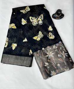 Sari de travail à paillettes scintillantes pour filles, idéal pour ajouter une touche d'éclat aux tenues de tous les jours - Product Image 5