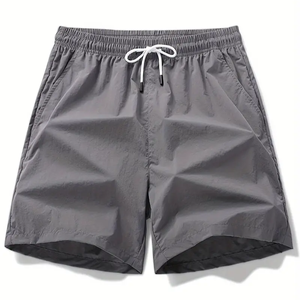 Pantalones cortos de algodón cómodos para hombre para verano patrón sólido Casual diseño suelto cordón ecológico cintura media para ocio diario - Product Image 2