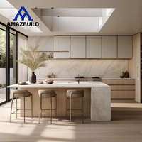AMAZBUILD Prix d'usine Meubles sous-évier modernes complets laqués Robinet Modulaire Écologique Ignifuge Charnière Îlot de cuisine