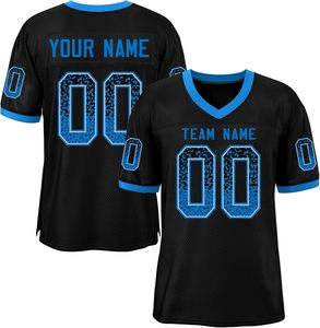 Camiseta de fútbol americano de secado rápido personalizada OEM, malla transpirable, poliéster, logotipo de equipo deportivo, nombre, número, Impresión de transferencia de calor Plus - Product Image 3
