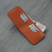 WF Leathercraft No.55 Dompet Kulit Lipat Dua Buatan Tangan (Warna Cokelat Italia)
