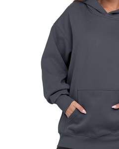 Deep <b>Grey</b> Women's Oversized Pullover Hoodie Lined 100% Cotton Fleece Winter Warm Sweatshirt Soft Casual Wear Kangaroo Pocket - Product Image 3