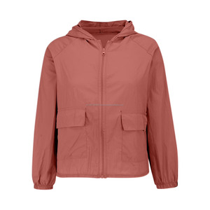New wholesale Women's full Zip <b>Jacket</b> <b>Lightweight</b> Windproof Breathable Hooded Windbreaker For Outdoor Hiking Daily Wear - Product Image 5