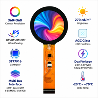 1,8 Zoll Rundes 360x360 MIPI 1Lane/RGB 6bit/MCU 8bit/QSPI IPS LCD-Anzeigemodul AGC-Glas für Industriepanels