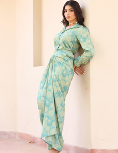 ชุดเดรสผู้หญิงสไตล์ตะวันตกเข้ารูปลายดอกไม้แบบใหม่จับคู่ได้อย่างไร้ที่ติกับกระโปรงผูกเชือกนวัตกรรมของเรา - Product Image 2