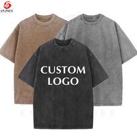 T-shirts unisexes en coton 100% avec logo personnalisé, couleur vintage délavée à l'acide, style streetwear Shaka, poids lourd