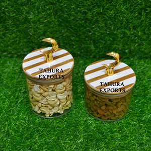 Diseño moderno de nácar con perilla de Luna Dorada, contenedor de mesa, caja redonda de resina hecha a mano para decoración de Ramadán - Product Image 1
