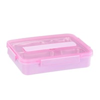 Boîte à lunch en gros à 4 compartiments en acier inoxydable 304 avec couvercle et poignée pour l'école, le bureau et la préparation des repas