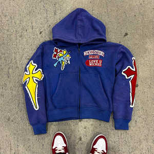 OEM Broderie Écusson Imprimé 100% Coton Hoodies Distressed Vintage Zipper Up Faded Stone Washed Hommes Zip up Acid Washed Hoodie - Product Image 6