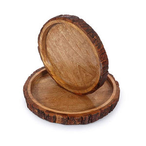 Plateau de service en bois de qualité supérieure taille et logo personnalisés avec conception d'écorce petit déjeuner vaisselle ustensiles de cuisine produit de plateau de service - Product Image 2