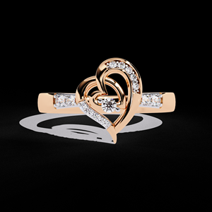 ผู้ผลิตเครื่องประดับชั้นดี แหวนรูปหัวใจทองคำ 18K และ 14K ประดับเพชรแท้ แหวนหรูหราทำมือสุดโรแมนติก - Product Image 2