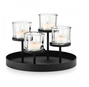 Halloween utilisé décoration de Noël rond noir mat plaque ronde étoile design bougeoir - Product Image 3