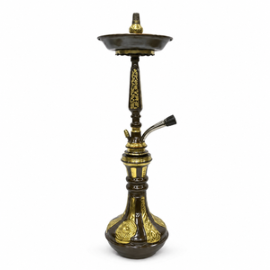 Luxury Egyptian Handmade Brass <b>Hookah</b> Set – Ornate Gold-Finish Shisha <b>Pipe</b> with Decorative Engraved Design - Product Image 1