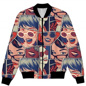 Wholesale Sublimated Printed Unisex Winter Bomber <b>Jacket</b> 100% Polyester <b>Waterproof</b> Reversible Breathable Windproof <b>Jacket</b> - Product Image 5