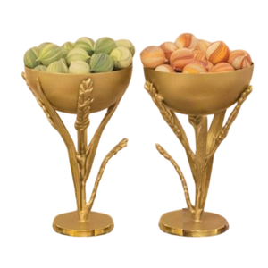 Antique Design Chocolate Serving Bowls <b>Prime</b> Quality Gold Metal Bowl With Leaf Accents Stand Candies Nuts Serving Bowl <b>For</b> <b>Sale</b> - Product Image 1