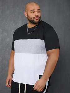 Camiseta informal de verano con bloques de colores para hombre, camiseta de manga corta con cuello redondo, camisetas de secado rápido con estampado digital - Product Image 4