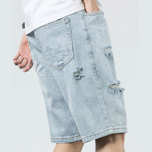 Shorts Vaqueros de Diseño Desgastado Personalizados de Moda Urbana Vintage para Hombre - Product Image 6