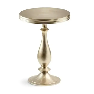 Table d'appoint ronde en métal décorative de style classique et élégant, fabriquée en aluminium plaqué nickel, nouvelle table de salon, design artisanal - Product Image 6