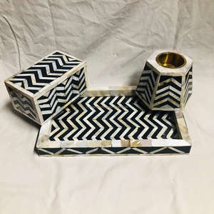 Plateau de service rond en os incrusté avec couleur personnalisée, artisanat en résine moderne durable fait main, taille sur mesure, luxe pour la maison et l'hôtel - Product Image 2