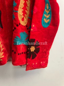Indian Velvet Suzani Jacket Hand Stich Velvet <b>Coat</b> Women's Winter Overcoat Two Side Pocket <b>Coat</b> Floral Embroidery Jacket - Product Image 3