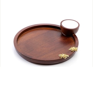 Plat de service attrayant, artisanal, pour mariage, décoration, traiteur, plateau de service en bois, équipement de traiteur pour hôtel - Product Image 1