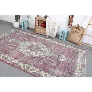 5.6x9.2 ft Rug, Turkish Vintage Rug, <b>Red</b> <b>Wool</b> Rug - Product Image 4