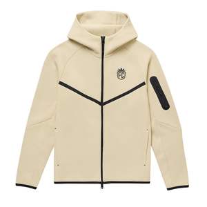 Chaqueta Deportiva con Capucha y Cremallera Completa para Hombre, de Forro Polar Técnico, Color Marfil, Ligera, Cálida, para Entrenamiento Atlético, Ropa Deportiva Premium - Product Image 1