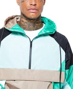 Chaqueta Cortavientos con Capucha de Poliéster Estilo Urbano para Hombre, Transpirable, Bordado Personalizado, Bloques de Color, Anorak, Talla Grande, Cremallera 2026 - Product Image 1