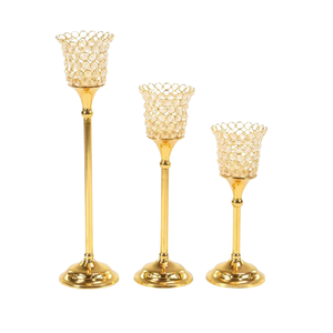 Bougeoir pilier en or fait à la main avec cristal votif nouveauté mariage et décoration de Noël pour décorations de table - Product Image 1