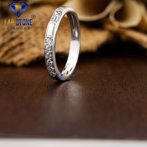 0.303 TDW Baguette y anillo de diamante de corte redondo 18K oro blanco Pave ajuste anillo Cvd/Hpht Diamond Lab Stone - Product Image 6