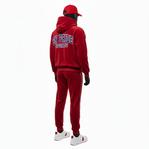 Ensemble de survêtement décontracté à capuche en tissu respirant écologique d'hiver avec logo brodé personnalisé, veste à capuche et pantalon - Product Image 2