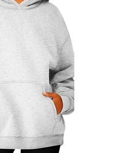 Light Grey Pullover Hoodie <b>Womens</b> Oversized Warm <b>Fleece</b> Sweatshirt With Hood Casual Winter Wear Soft Fabric Kangaroo Pocket - Product Image 2