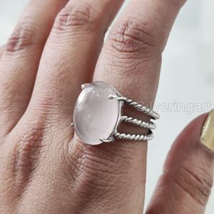 Women's <b>Ring</b> Natural <b>Rose</b> <b>Quartz</b> Gemstone April Birthstone 3 Twisted Band Christmas Handmade Jewelry 925 Sterling Silver <b>Ring</b> - Product Image 4