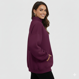 Sudadera Moderna Extra Grande con Cuello Alto para Mujer, Gruesa, Suave, de Forro Polar, Manga Larga, Cálida, Informal, para Otoño e Invierno, con Logotipo Frontal - Product Image 6