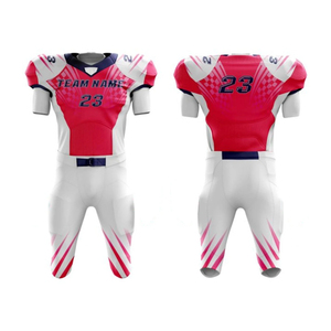 Conjunto de camisetas y pantalones de fútbol americano rosa con impresión OEM | Venta al por mayor de uniformes de fútbol americano - Product Image 1
