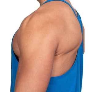 Blue Mens Bodybuilding <b>Stringer</b> Tank Top | Organic Cotton Gym <b>Vest</b> | Sleeveless Workout Shirt | Muscle Fit Training Tank Top - Product Image 4
