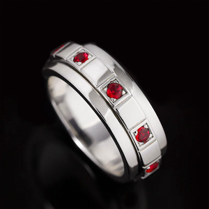 925 Sterling <b>Silver</b> Ruby <b>Spinner</b> <b>Ring</b> Men's Fidget <b>Ring</b> July Birthstone Wedding Band Custom Jewelry - Product Image 3