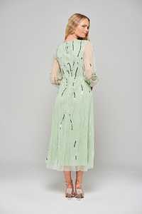 Vestido de Noche Largo Vintage para Mujer, con Lentejuelas y Cuentas, Diseño Sólido, Largo hasta el Suelo, Mangas Largas, para Banquetes, Fiestas y Salidas Informales - Product Image 2