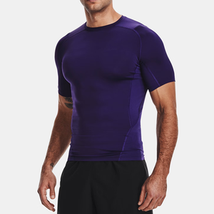 Camisa de compresión de entrenamiento para hombres, ropa de gimnasio de entrenamiento de manga corta transpirable ajustada - Product Image 1