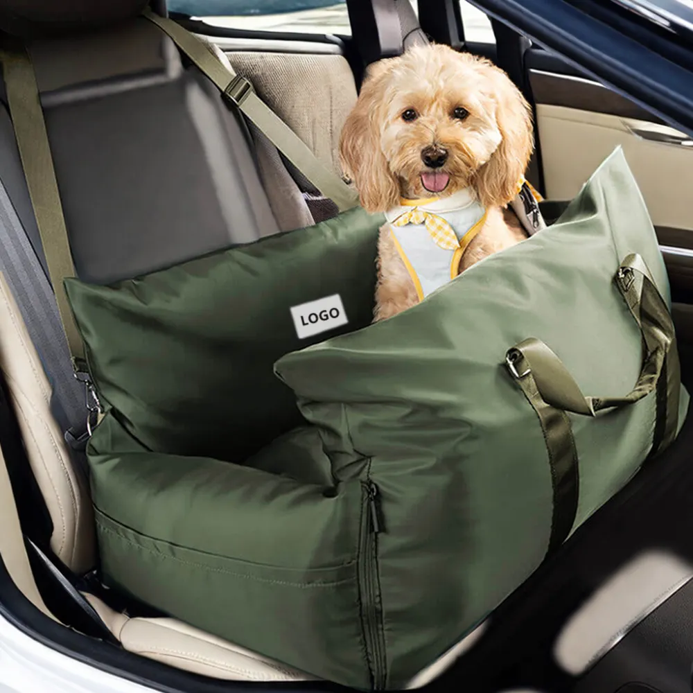 Asiento de coche impermeable de lujo para perros, cama cómoda para cachorros, asiento de coche suave de viaje para mascotas con hebilla de seguridad, productos para perros, logotipo OEM