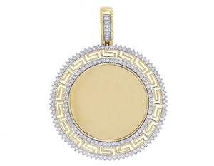 Circle Stylish Sterling Silver Custom Semi Iced Moissanite Diamond Charm Pendant Rhodium Plating VVS1-VVS2 Clarity Unisex for - Product Image 1