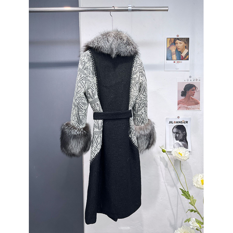 92216# 2022 autumn winter women new fur coat fox big collar woolen coat women's warm fashion luxury long Jacket