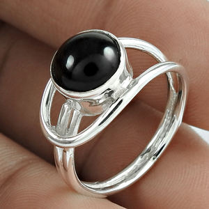 Premium Top Quality Natural Black Onyx Gemstone 925 Sterling Silver Round Shape <b>Chunky</b> <b>Ring</b> Bohemian Handmade Jewelry Suppliers - Product Image 3