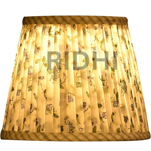 Abat-jour en coton bleu poudré fait main Ridhi, imprimé floral, décoration intérieure indienne, éclairage domestique, couvre-lampes - Product Image 3