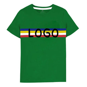 Vente en gros de T-shirts pour enfants de 180 grammes Pull Logo personnalisé T-shirt pour enfants de couleur unie à manches courtes Garçons Filles T-shirts - Product Image 2